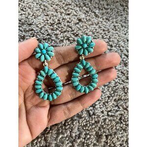 Turquoise teardrop earring long light blue dressy blue waterdrop earrings 3 inch